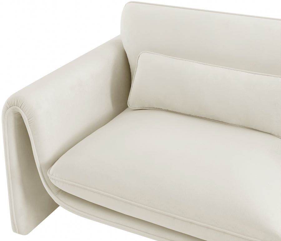 Sloan Velvet Sofa Cream from Meridian - Luna Furniture