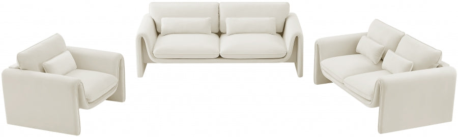 Sloan Velvet Sofa Cream from Meridian - Luna Furniture