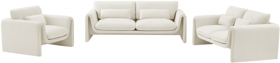 Sloan Velvet Sofa Cream from Meridian - Luna Furniture