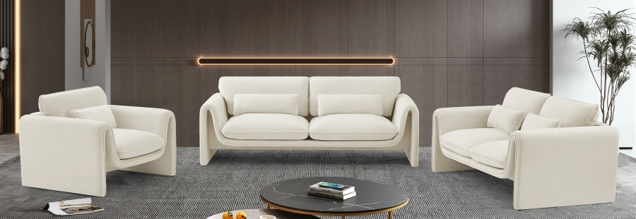 Sloan Velvet Sofa Cream from Meridian - Luna Furniture