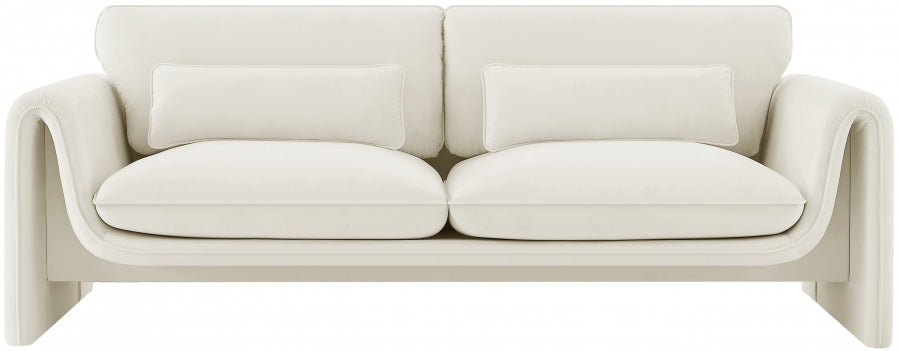 Sloan Velvet Sofa Cream from Meridian - Luna Furniture