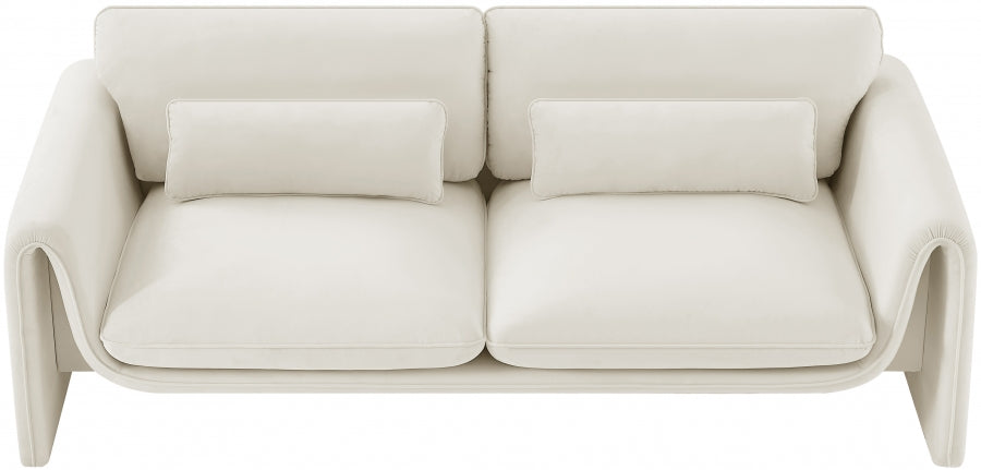 Sloan Velvet Sofa Cream from Meridian - Luna Furniture