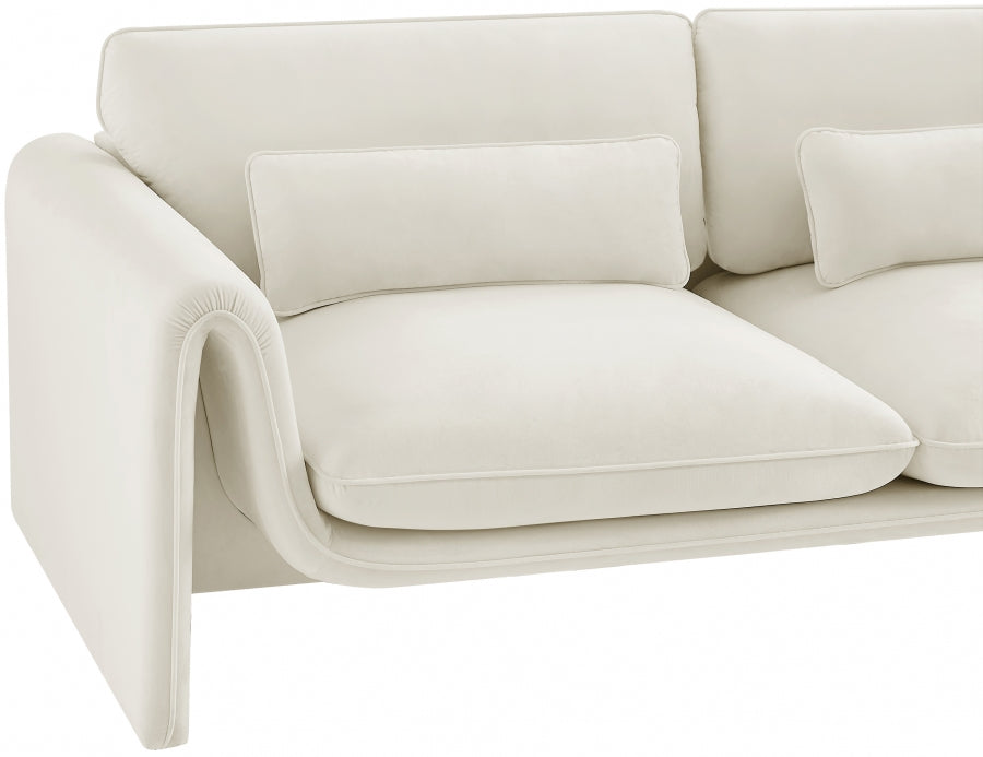 Sloan Velvet Sofa Cream from Meridian - Luna Furniture