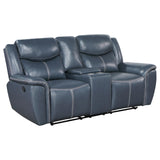 Sloane 3-piece Upholstered Motion Reclining Sofa Set Blue - 610271-S3 - Luna Furniture