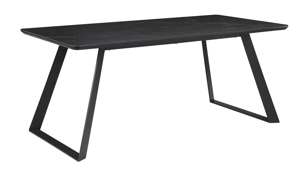 Smith Black/Gunmetal Rectangle Ceramic Top Dining Table from Coaster - Luna Furniture