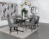 Smith Black/Gunmetal Rectangle Ceramic Top Dining Table from Coaster - Luna Furniture