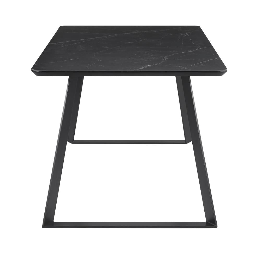 Smith Black/Gunmetal Rectangle Ceramic Top Dining Table from Coaster - Luna Furniture