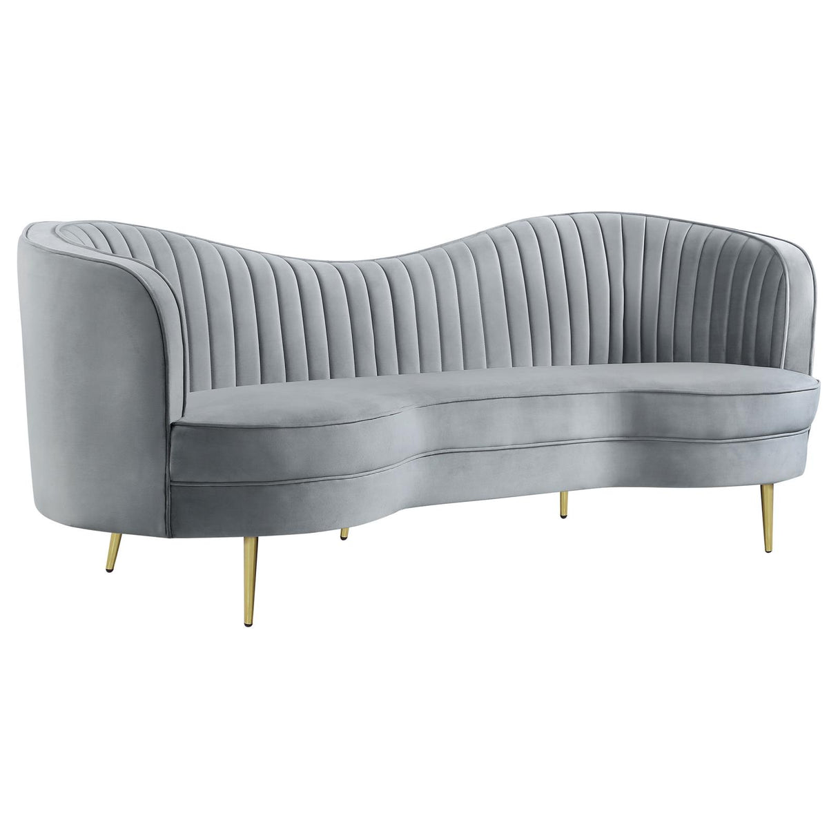 Sophia 2-piece Upholstered Living Room Set with Camel Back Grey and Gold - 506864-S2 - Luna Furniture