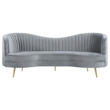 Sophia 3-piece Upholstered Living Room Set with Camel Back Grey and Gold - 506864-S3 - Luna Furniture
