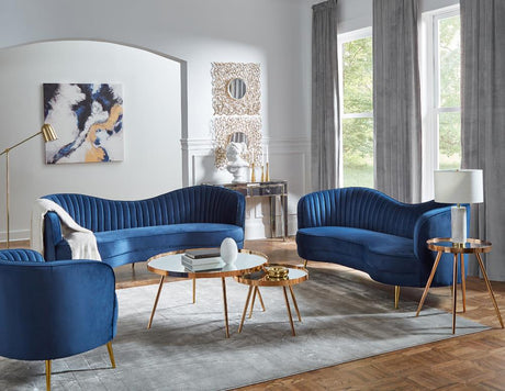 Sophia Camel Back Living Room Set Blue - 506861-S3 - Luna Furniture