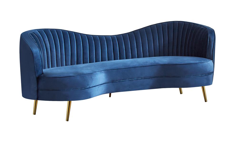 Sophia Upholstered Camel Back Sofa Blue - 506861 - Luna Furniture