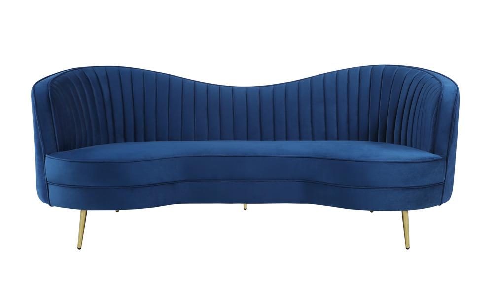 Sophia Upholstered Camel Back Sofa Blue - 506861 - Luna Furniture