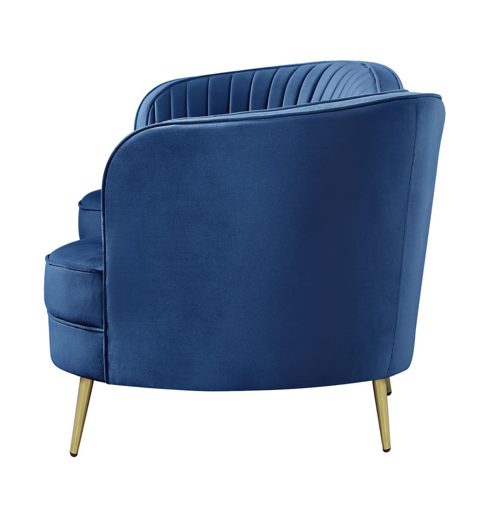 Sophia Upholstered Camel Back Sofa Blue - 506861 - Luna Furniture