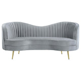 Sophia Upholstered Loveseat with Camel Back Grey and Gold - 506865 - Luna Furniture