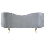 Sophia Upholstered Loveseat with Camel Back Grey and Gold - 506865 - Luna Furniture