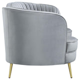 Sophia Upholstered Loveseat with Camel Back Grey and Gold - 506865 - Luna Furniture