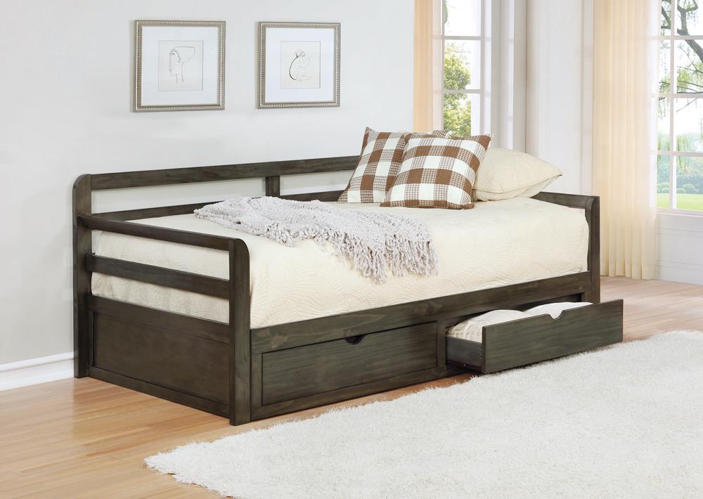 Sorrento Gray 2-Drawer Twin Daybed with Extension Trundle from Coaster - Luna Furniture