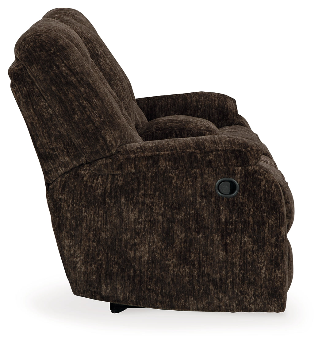 Soundwave Chocolate Reclining Loveseat with Console - 7450294 - Luna Furniture