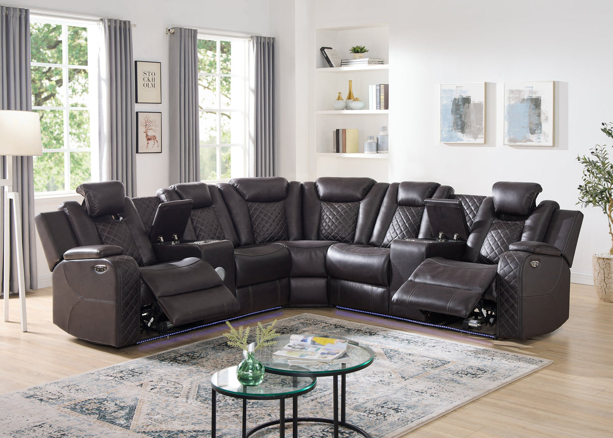 Spaceship Espresso Power Reclining Sectional - Spaceship Espresso - Luna Furniture