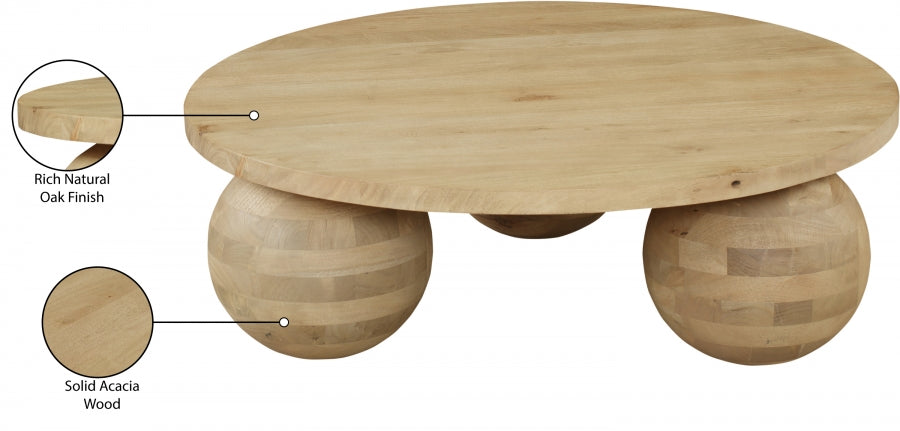 Spherical Coffee Table Natural from Meridian - Luna Furniture