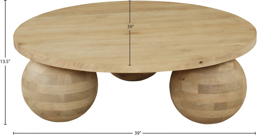 Spherical Coffee Table Natural from Meridian - Luna Furniture