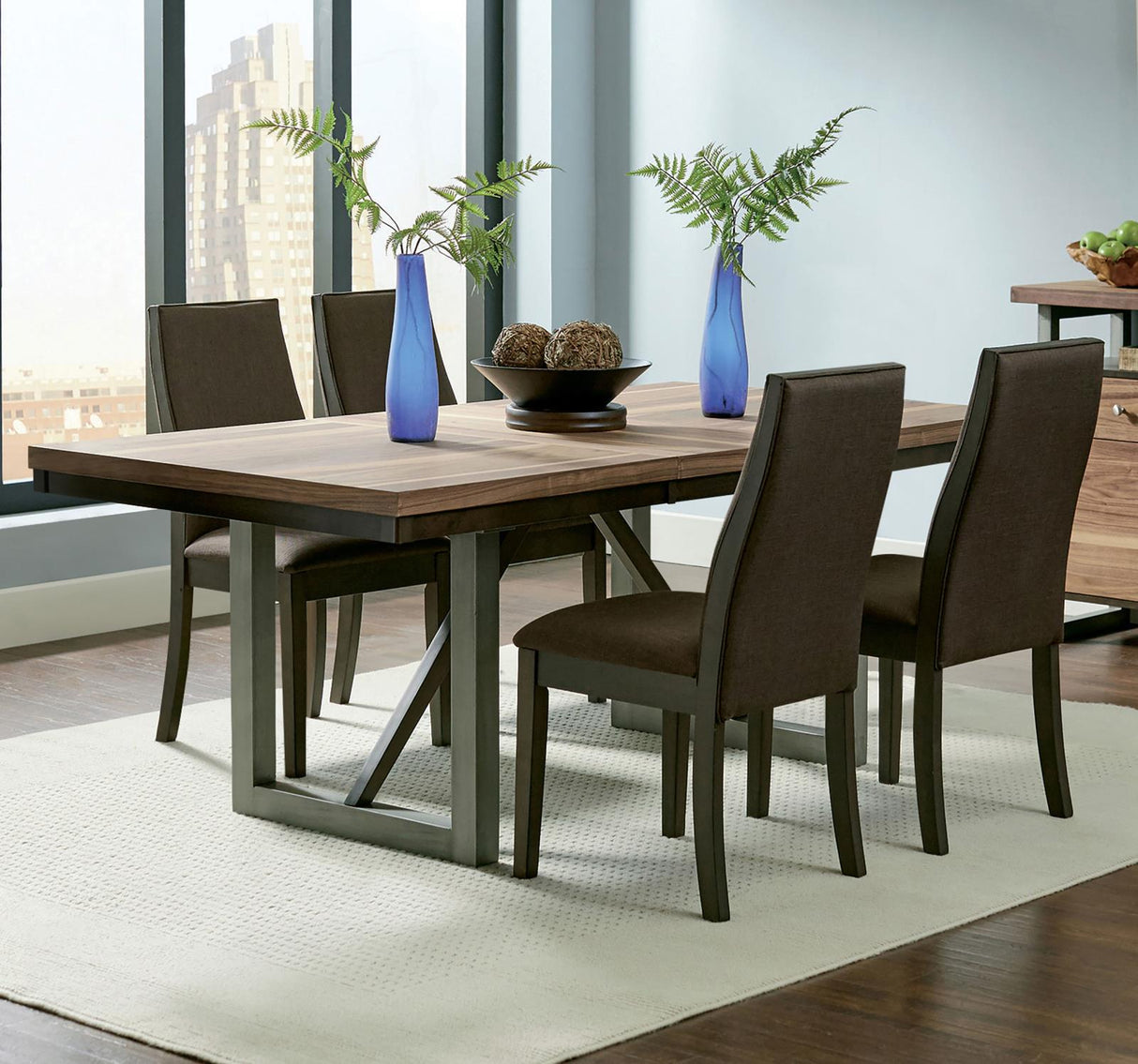 Spring Creek Industrial Natural Walnut Five-Piece Dining Set - 106581-S5 - Luna Furniture