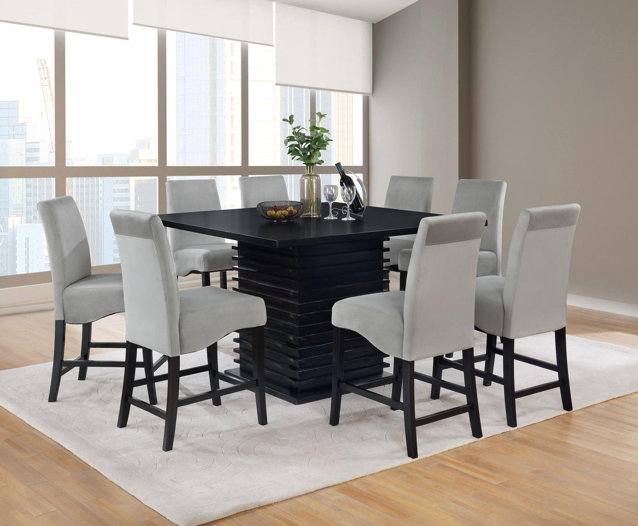 Stanton Black/Gray 9-Piece Dining Set from Coaster - Luna Furniture