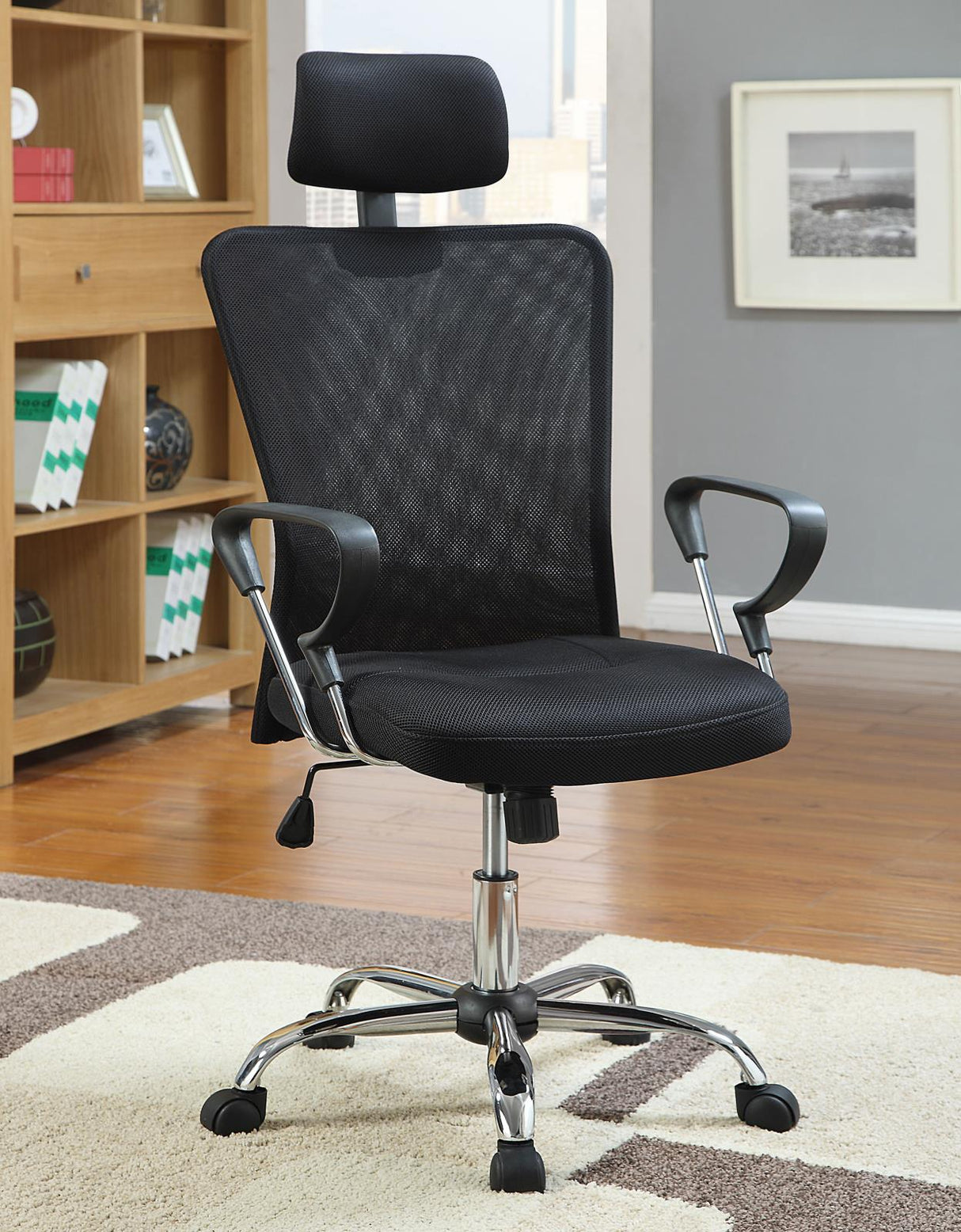 Stark Black/Chrome Mesh Back Office Chair from Coaster - Luna Furniture