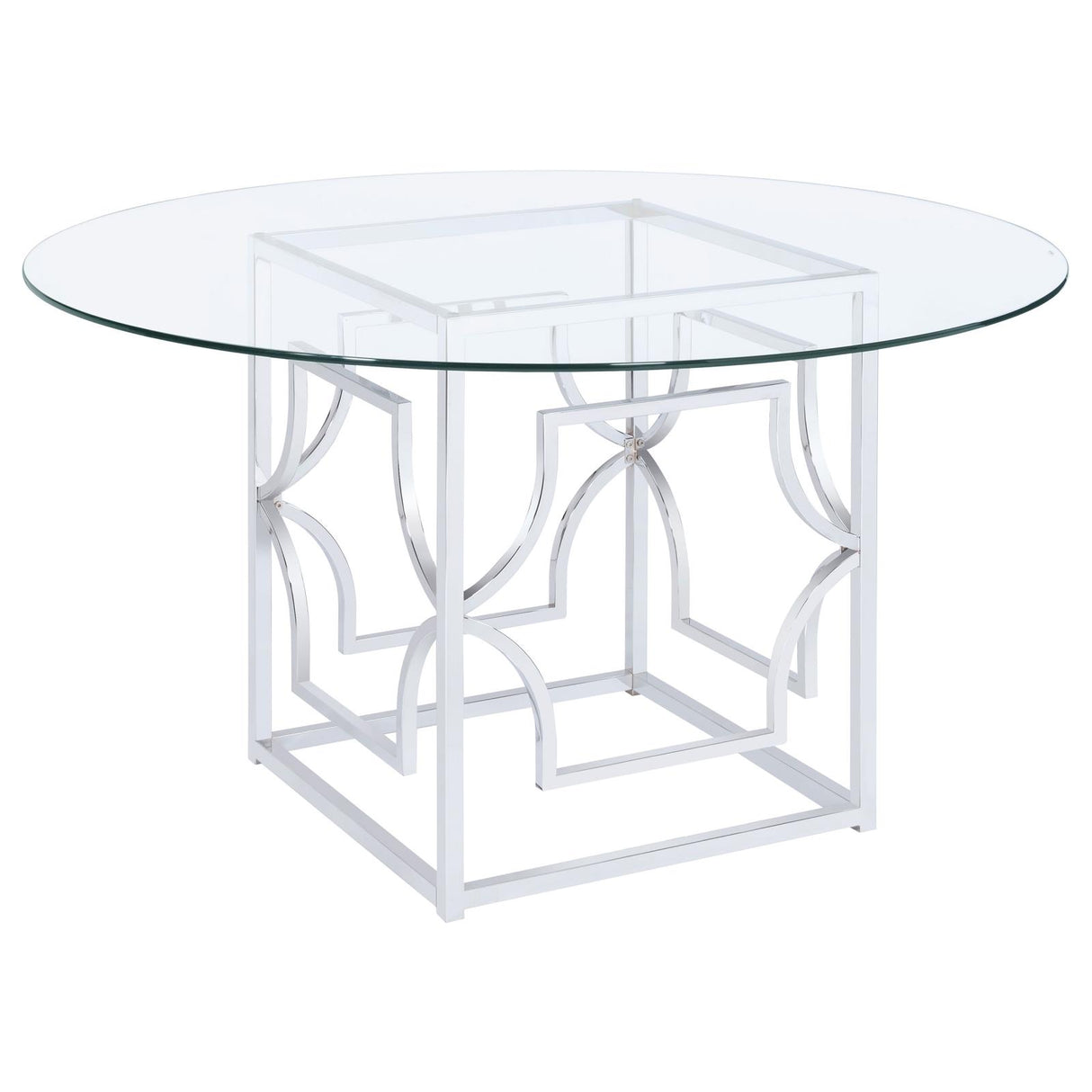 Starlight Round Glass Top Dining Table Clear and Chrome from Coaster - Luna Furniture