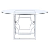 Starlight Round Glass Top Dining Table Clear and Chrome from Coaster - Luna Furniture