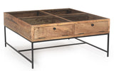 Stephie 4-drawer Square Clear Glass Top Coffee Table Honey Brown from Coaster - Luna Furniture