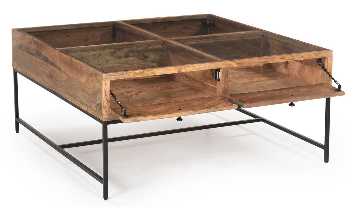 Stephie 4-drawer Square Clear Glass Top Coffee Table Honey Brown from Coaster - Luna Furniture