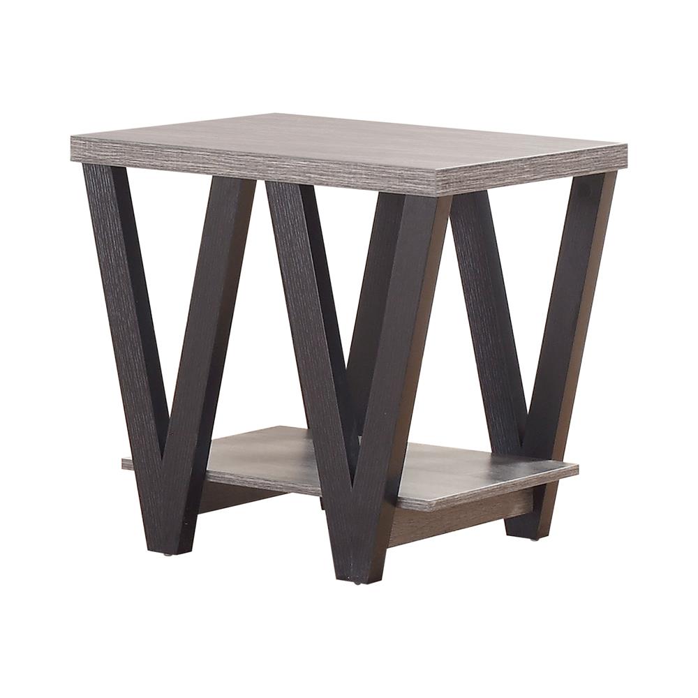 Stevens V-Shaped End Table Black/Antique Gray from Coaster - Luna Furniture