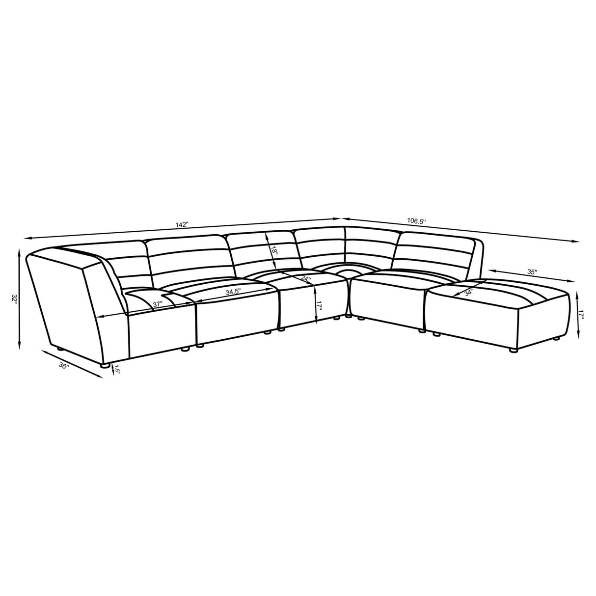 Sunny Upholstered 6-piece Modular Sectional Dark Charcoal from Coaster - Luna Furniture