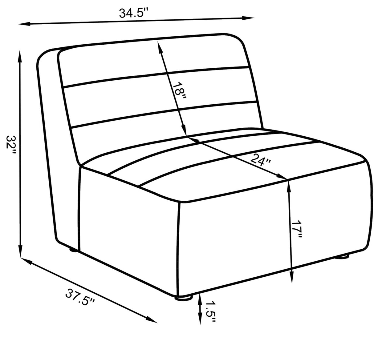 Sunny Upholstered  Armless Chair Natural - 551621 - Luna Furniture