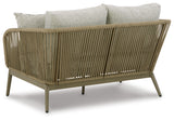 Swiss Valley Beige Outdoor Loveseat with Cushion from Ashley - Luna Furniture