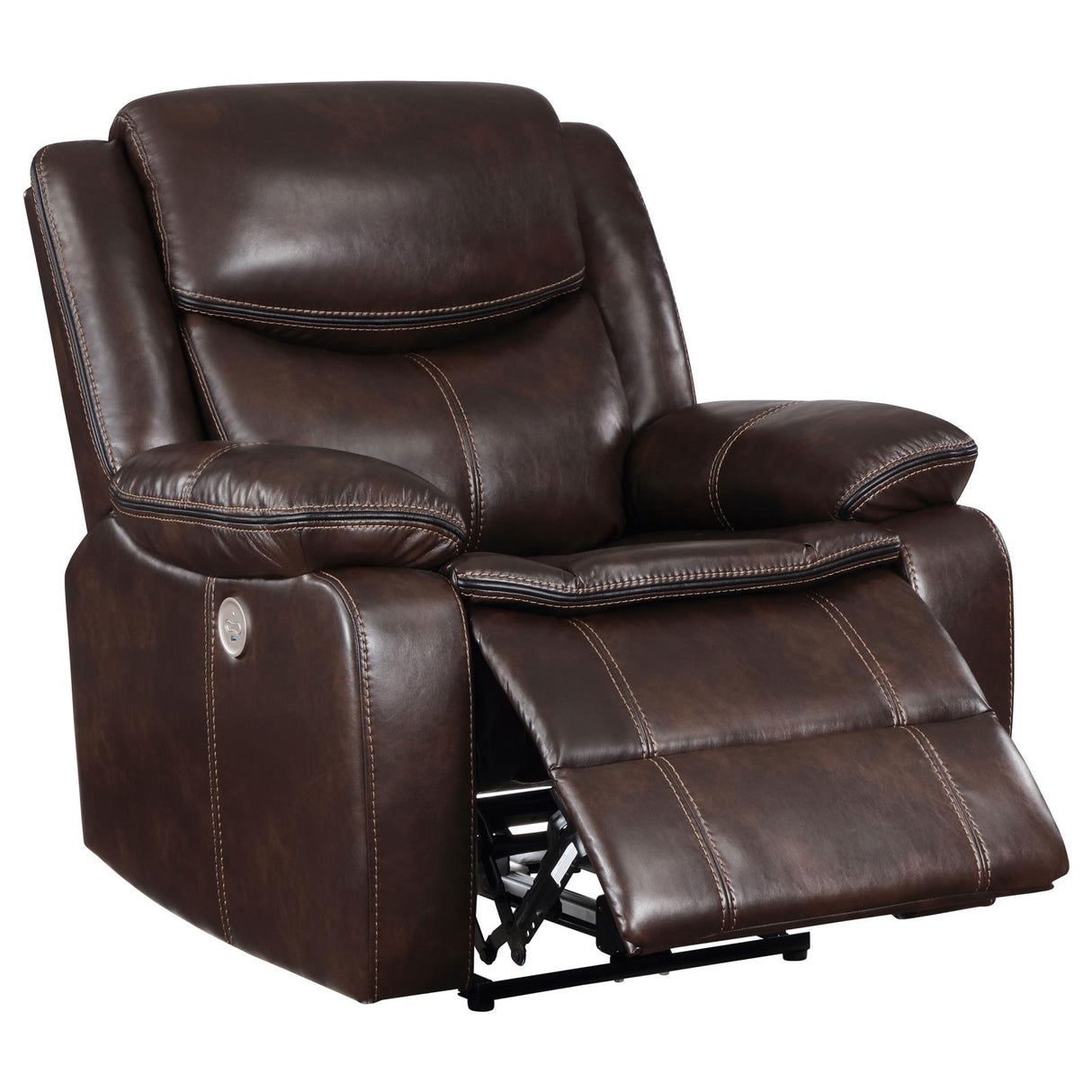 Sycamore Upholstered Power Recliner Chair Dark Brown - 610193P - Luna Furniture