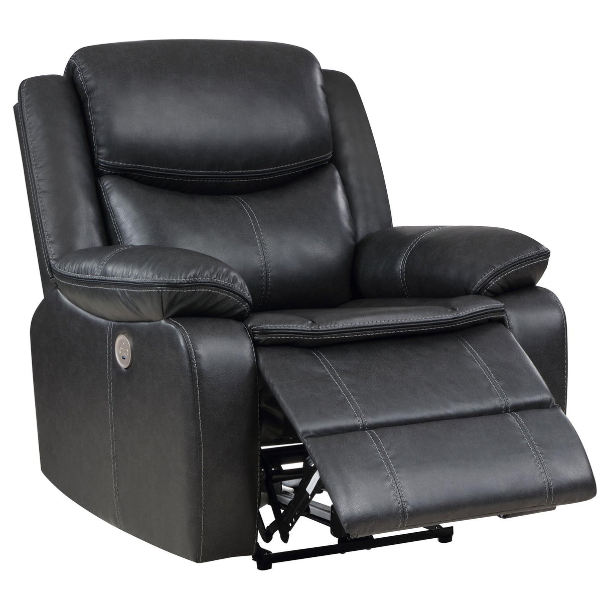 Sycamore Upholstered Power Recliner Chair Dark Grey from Coaster - Luna Furniture