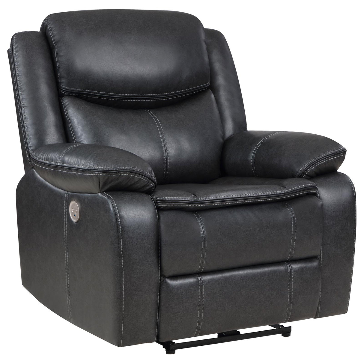 Sycamore Upholstered Power Recliner Chair Dark Grey from Coaster - Luna Furniture