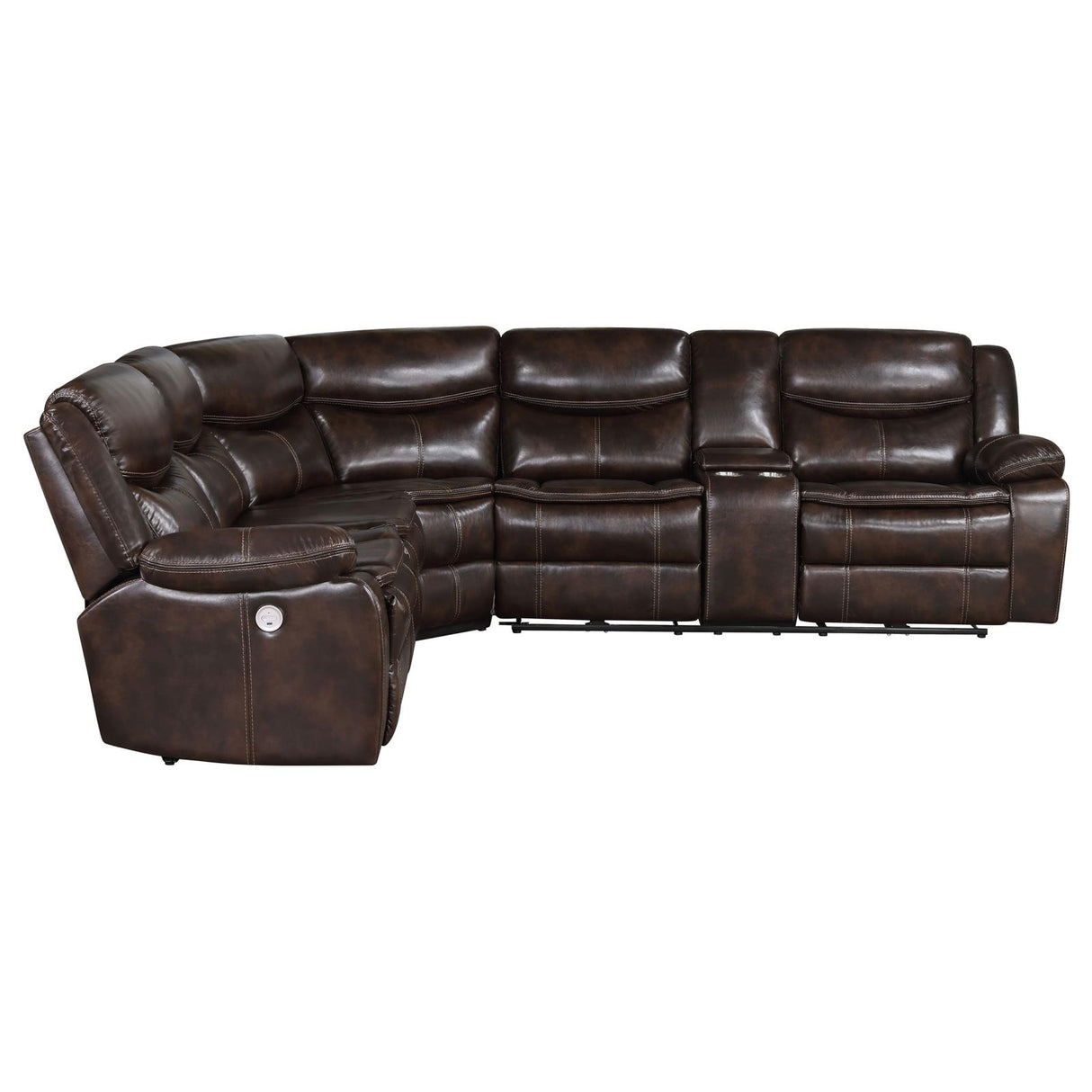 Sycamore Dark Brown Power Reclining Sectional from Coaster - Luna Furniture