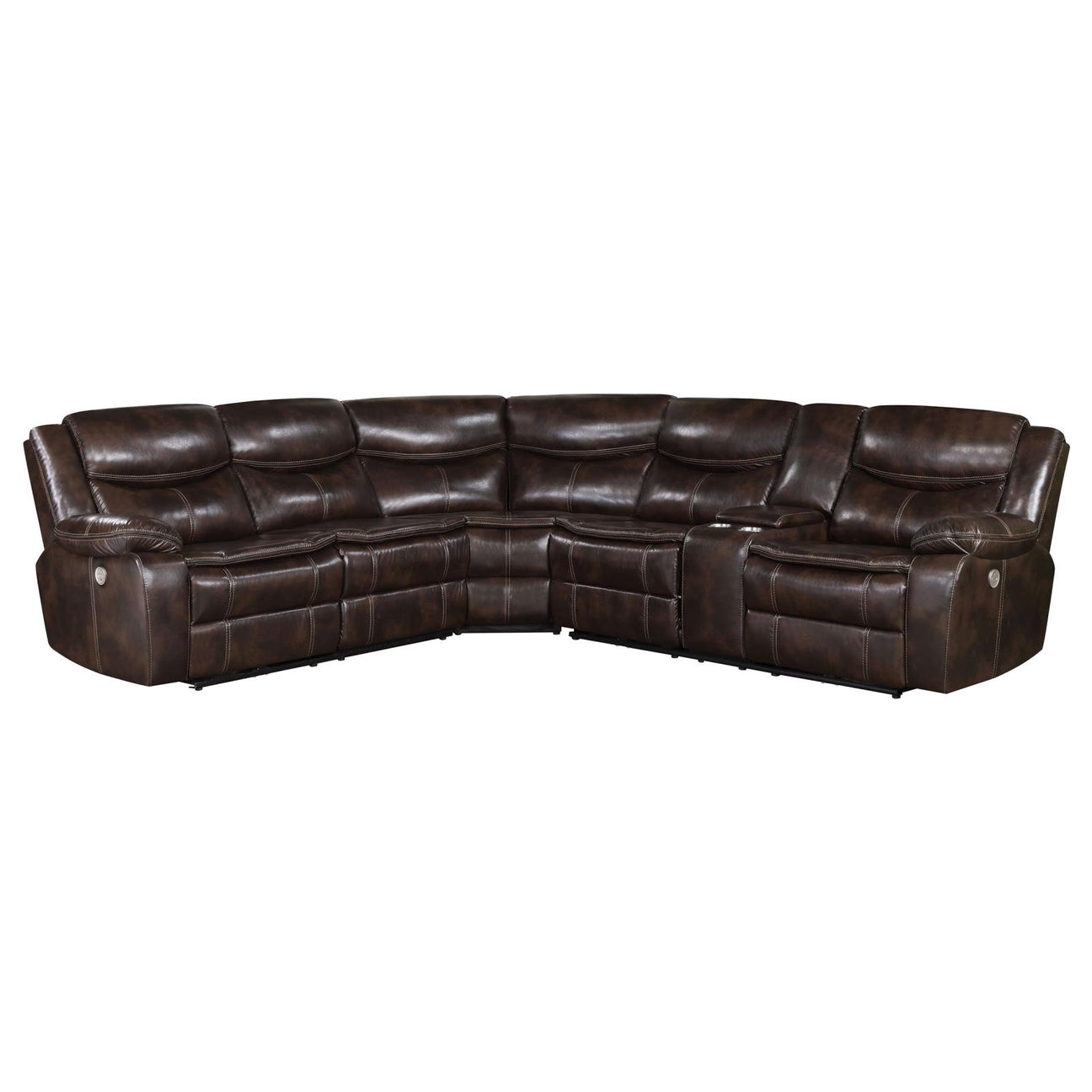 Sycamore Dark Brown Power Reclining Sectional from Coaster - Luna Furniture