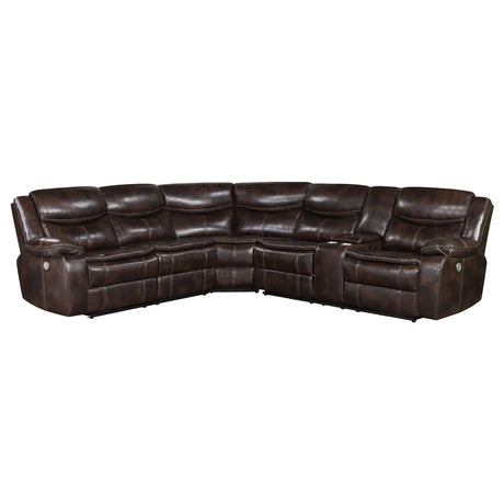 Sycamore Upholstered Power Reclining Sectional Sofa Dark Brown - 610190P - Luna Furniture