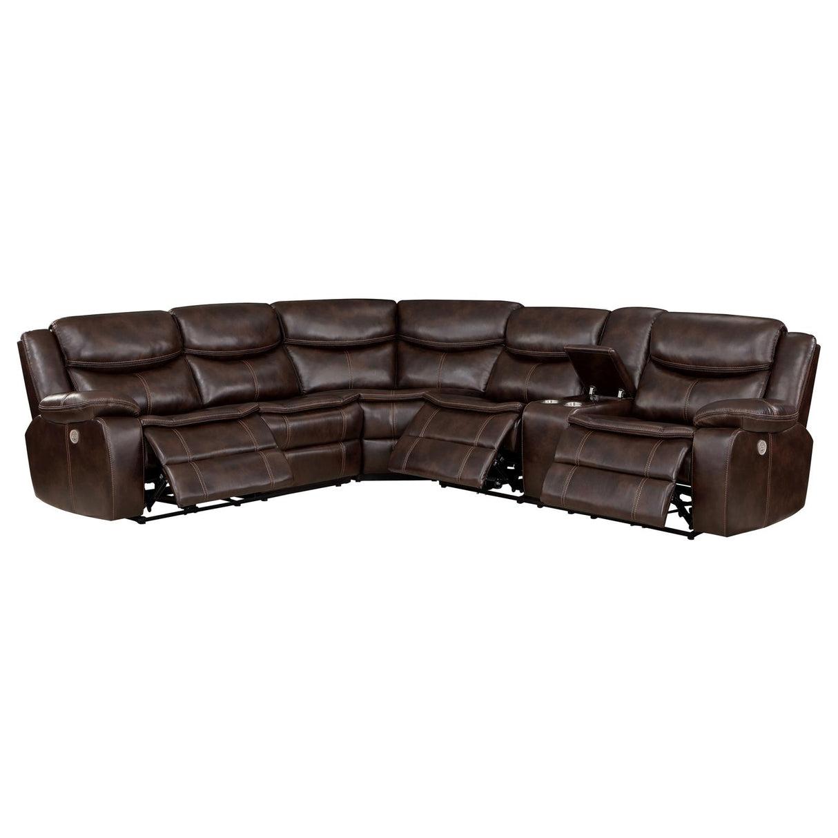 Sycamore Dark Brown Power Reclining Sectional from Coaster - Luna Furniture