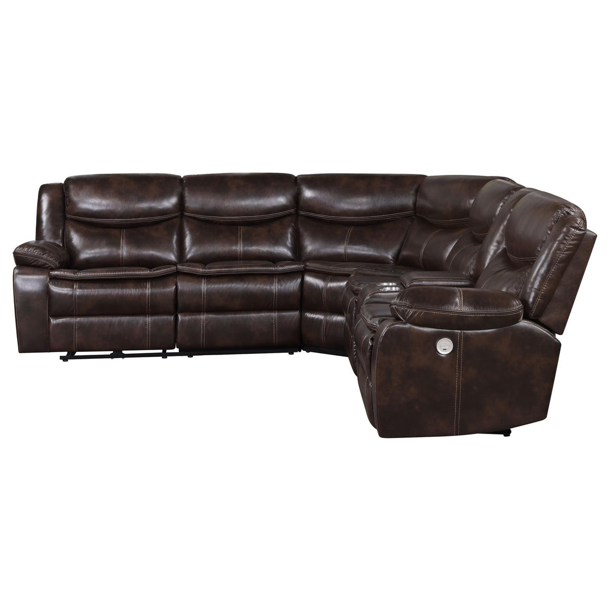 Sycamore Dark Brown Power Reclining Sectional from Coaster - Luna Furniture