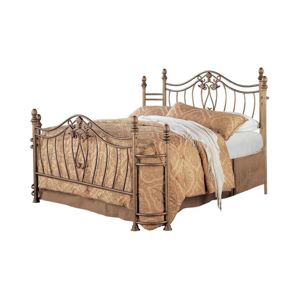 Sydney Eastern King Bed Antique Brushed Gold from Coaster - Luna Furniture