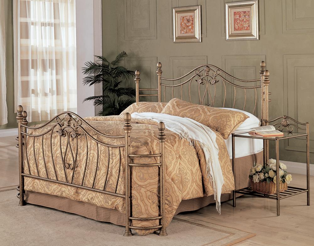 Sydney Queen Bed Antique Brushed Gold from Coaster - Luna Furniture