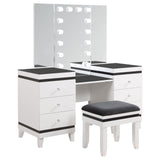 Talei 6-drawer Vanity Set with Hollywood Lighting Black and White from Coaster - Luna Furniture