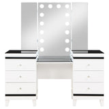 Talei 6-drawer Vanity Set with Hollywood Lighting Black and White from Coaster - Luna Furniture