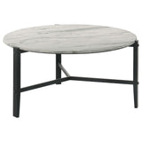 Tandi Faux White Marble/Black Round Coffee Table from Coaster - Luna Furniture