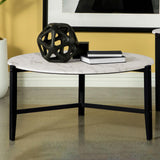 Tandi Faux White Marble/Black Round Coffee Table from Coaster - Luna Furniture